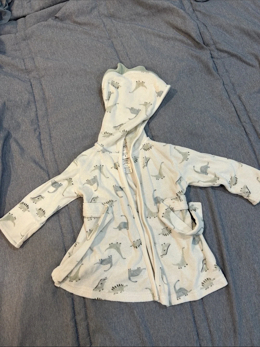 Baby Hooded Bath Robe with Dinosaur Print